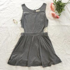 Gray Mini Dress With Lace Details